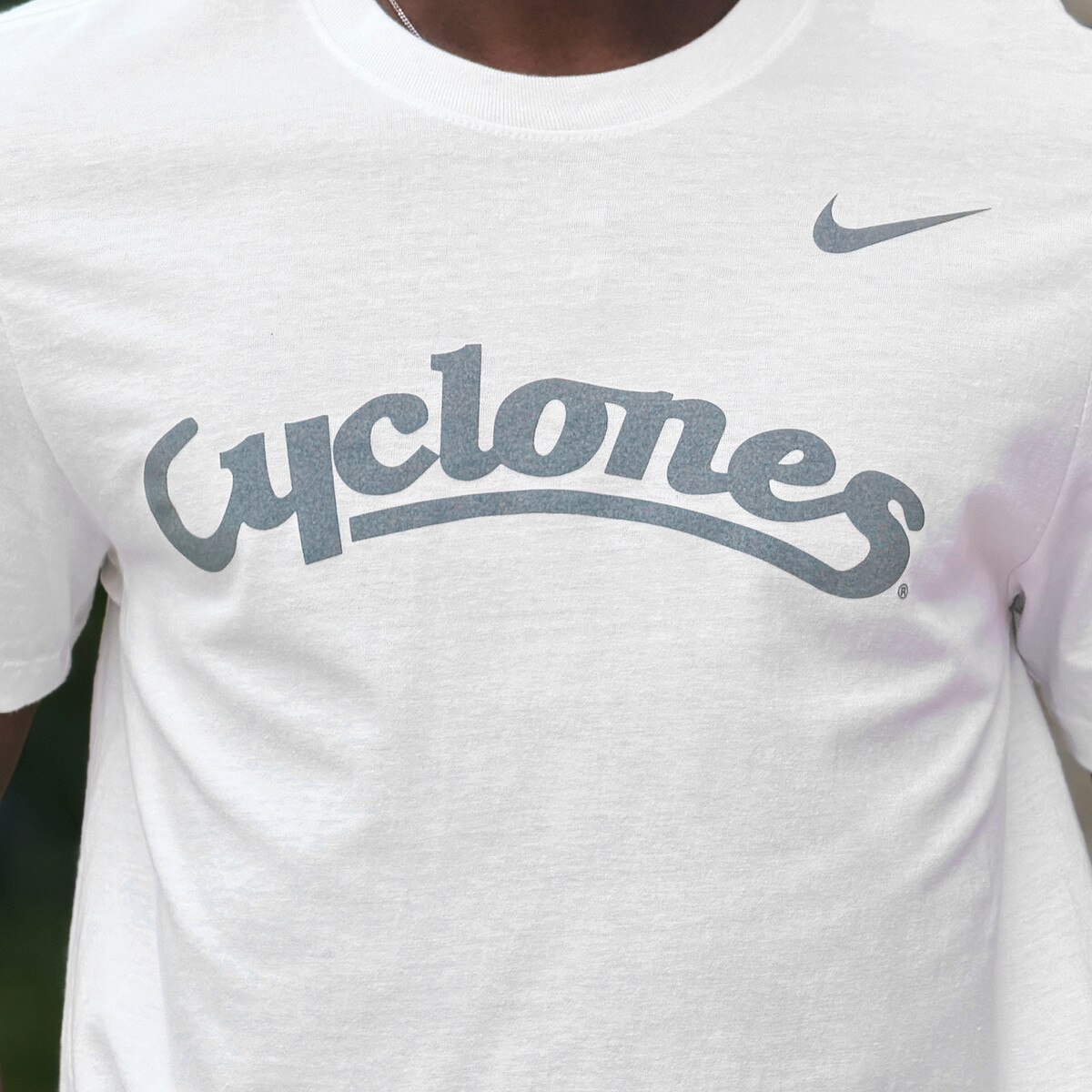Nike Cyclones White Short Sleeve T-Shirt FA26 design close up